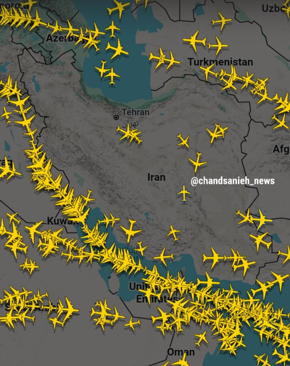 عکس | وضعیت پروازها در آسمان ایران؛ آسمان خالی شد؟