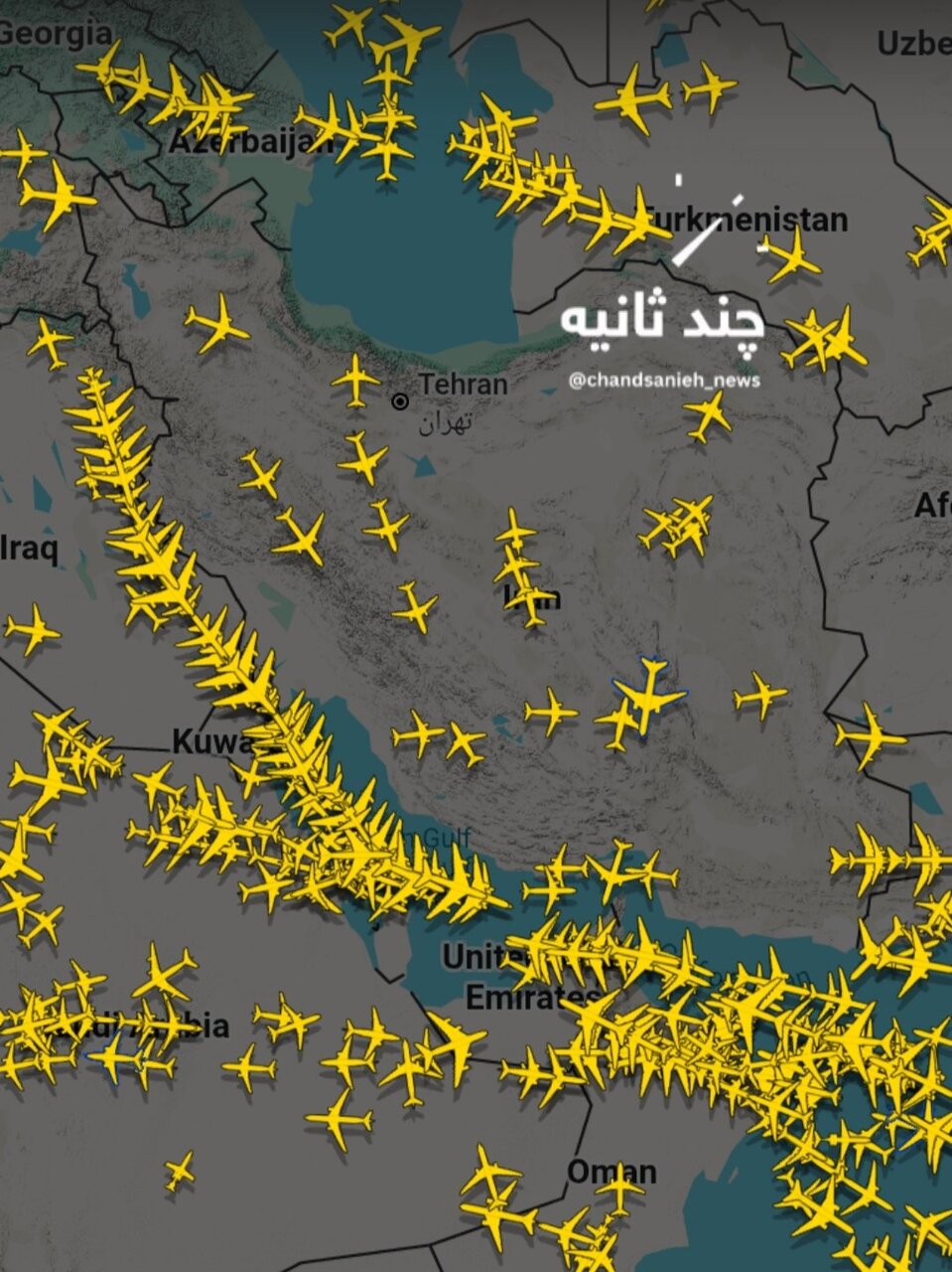 عکس | وضعیت پروازها در آسمان ایران؛ آسمان خالی شد؟
