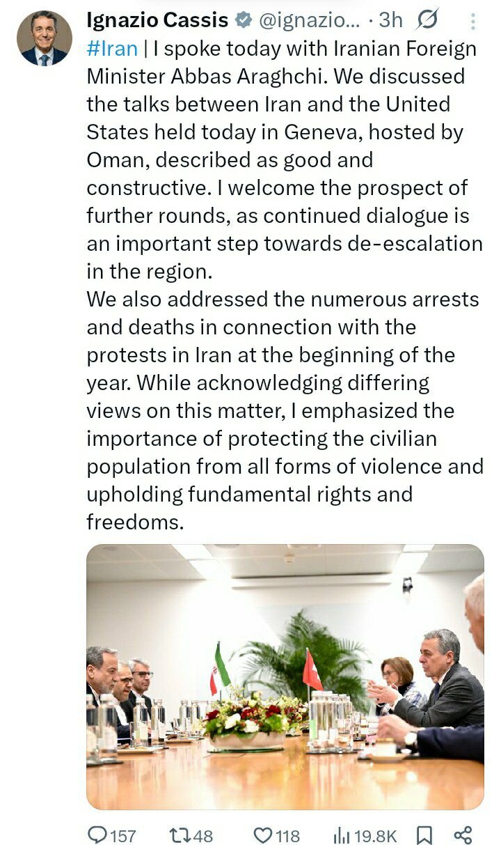 پیام وزیر خارجه سوئیس پس از دیدار با عراقچی