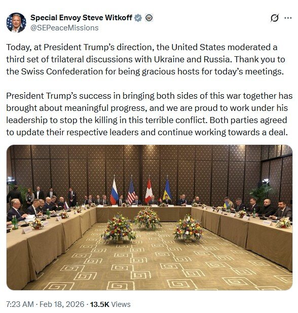 ویتکاف: موفقیت ترامپ در گرد هم آوردن هر دو طرف این جنگ، پیشرفت معناداری را به همراه داشته است