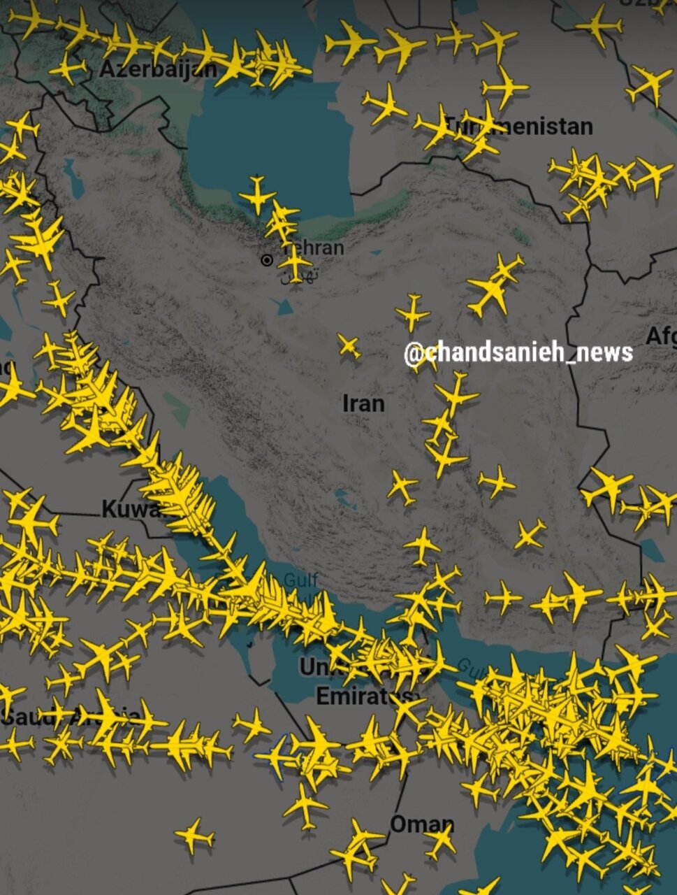 عکس | وضعیت پروازها در آسمان ایران؛ بخشی از آسمان خالی شد!