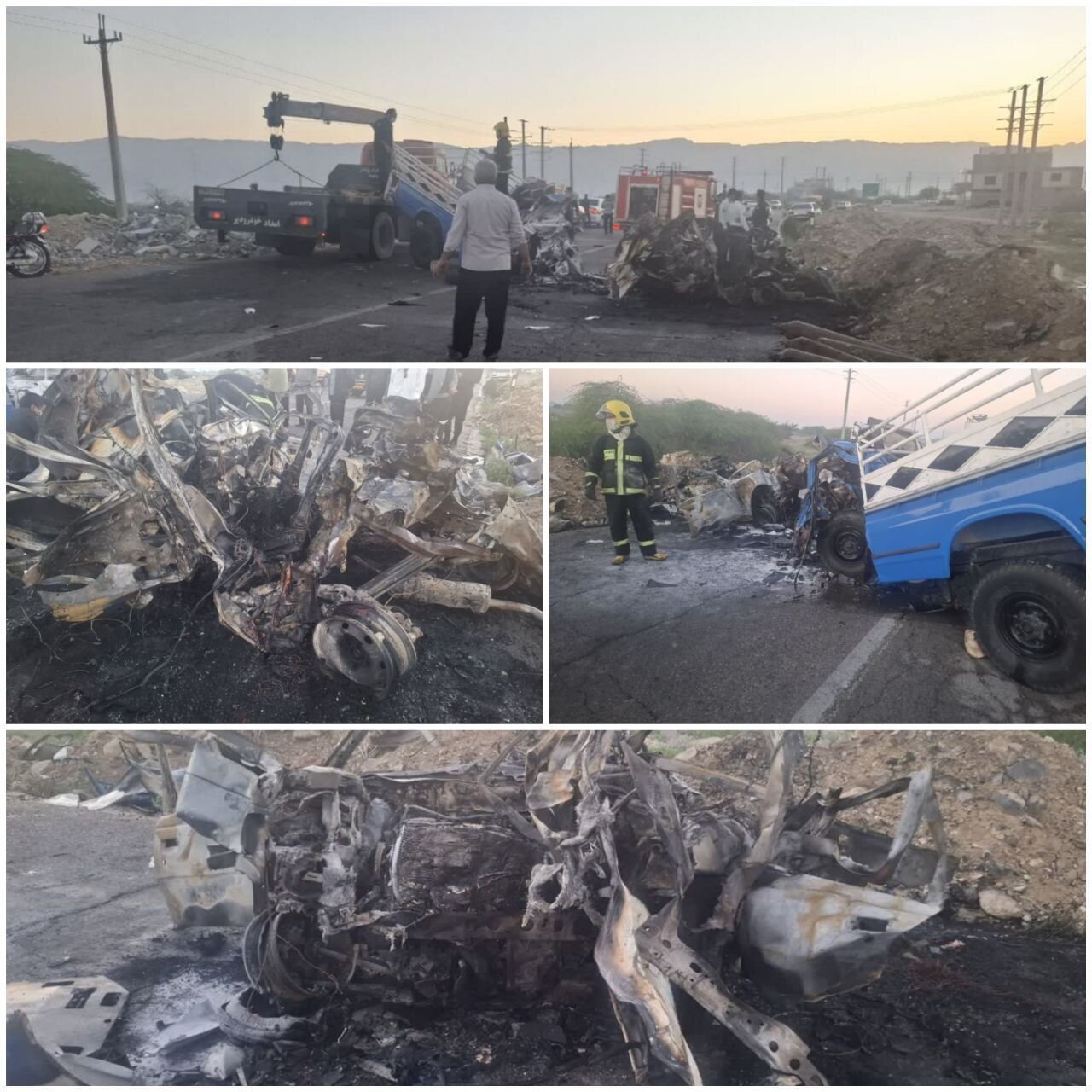 تصادف مرگبار نیسان حامل کپسول گاز با پژو/ آمار فوتیها + عکس