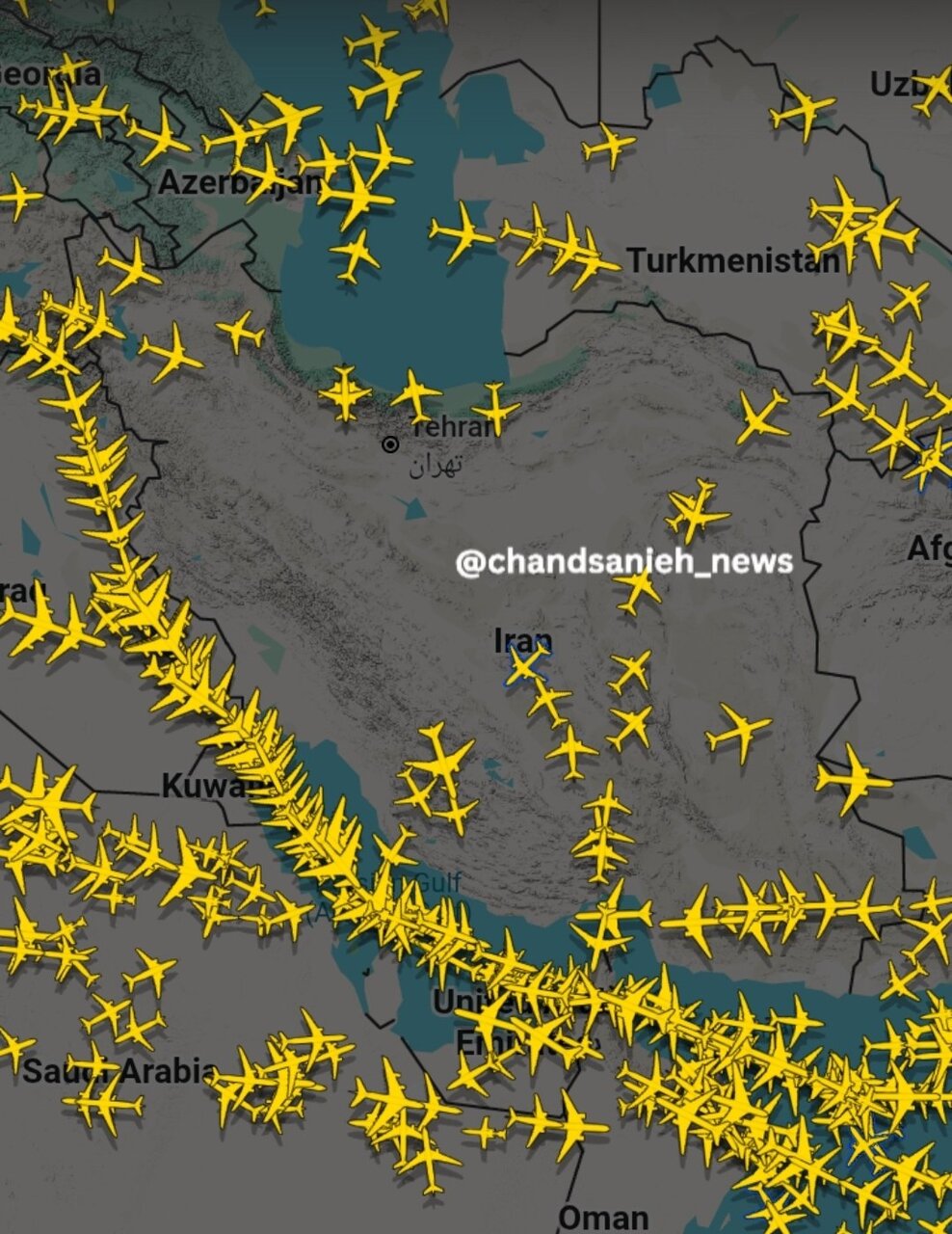 عکس | وضعیت پروازها در آسمان ایران؛ آسمان کدام بخش خالی شده است؟