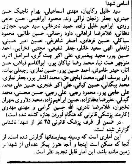 اسامی و آمار شهدای ۲۱ و ۲۲ بهمن ۵۷