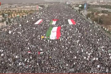 تظاهرات میلیون مردم یمن در حمایت از ایران و لبنان