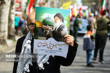 آملی لاریجانی و حسین علایی در راهپیمایی روز قدس/ رییس دادگستری تهران هم آمده بود + تصویر