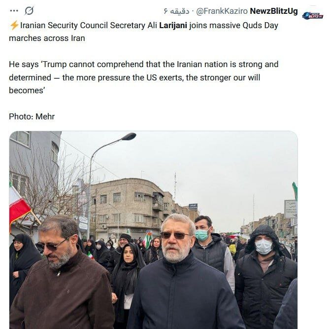 واکنش خارجی ها به حضور لاریجانی در راهپیمایی پس از ادعاها درباره ترور او