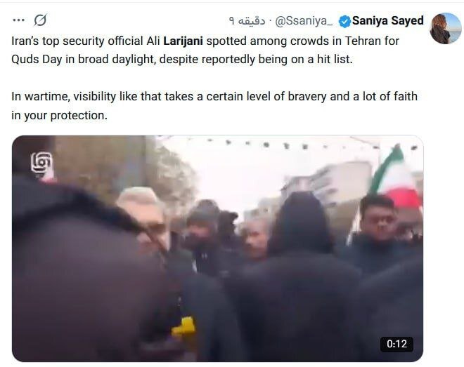 واکنش خارجی ها به حضور لاریجانی در راهپیمایی پس از ادعاها درباره ترور او