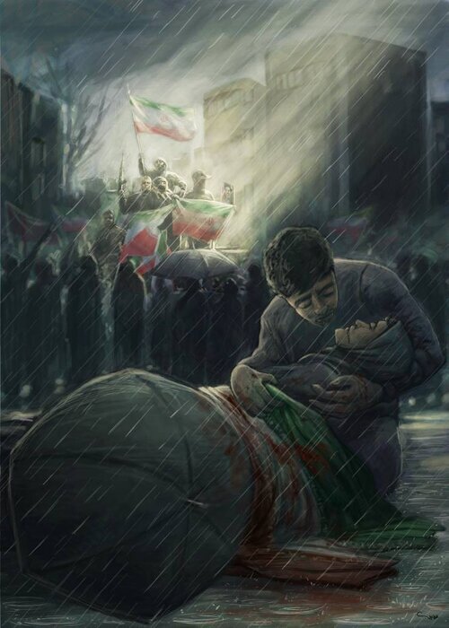 خلق آثار هنرمندان هنرهای تجسمی به مناسبت شهادت علی لاریجانی و جنگ تحمیلی