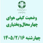 هوای شهرکرد در وضعیت «ناسالم برای گروه‌های حساس» / بروجن «قابل قبول