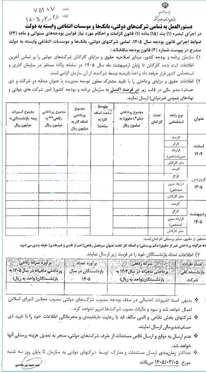 بخشنامه جدید درباره پرداخت حقوق و مزایای کارمندان