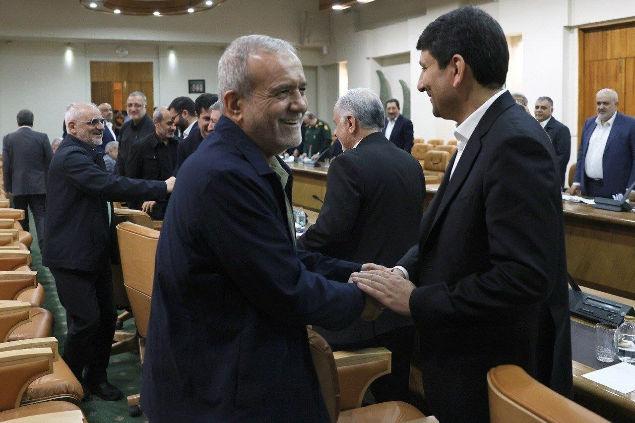 تصاویر متفاوت از جلسه هیات دولت/ از تیپ متفاوت پزشکیان و بگو و بخند با عراقچی تا صحبت حاشیه ای خانم وزیر با محمدرضا عارف