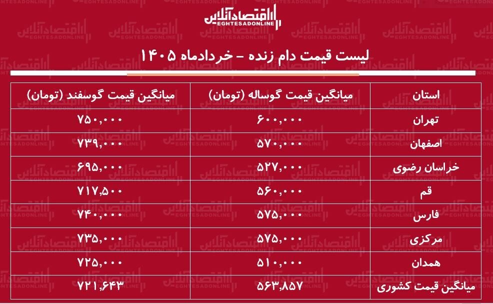 لیست قیمت دام زنده امروز ۱۵ خرداد ۱۴۰۵ / گوسفند زنده کیلویی چند شد؟ + جدول