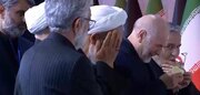 ببینید | اشک‌های قالیباف هنگام وداع با رهبر شهید انقلاب
