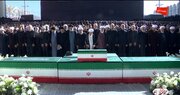 ببینید | نماز بر پیکر رهبر شهید از زاویه‌ خاص!
