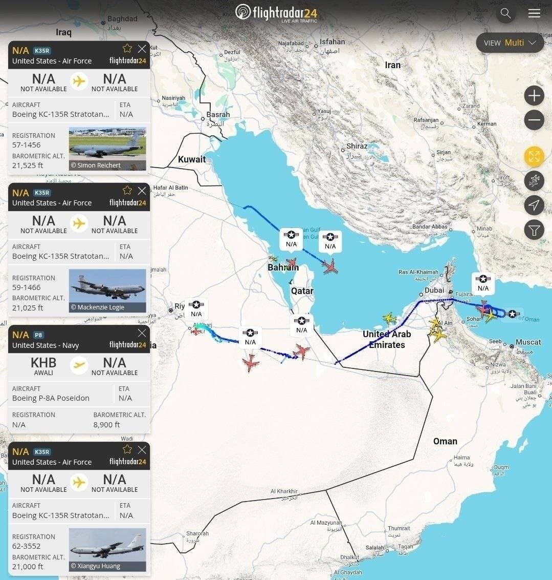 عکس | پرواز سوخت‌رسان‌های آمریکایی بر فراز خلیج فارس