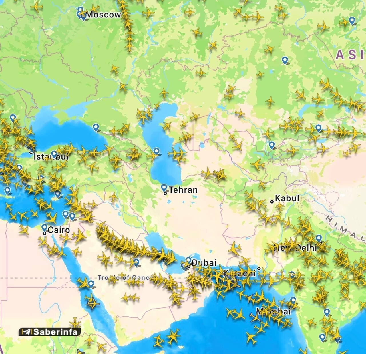 عکس | هماکنون وضعیت آسمان ایران و منطقه