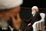 بزرگداشت رهبر شهید در دفتر آیت‌الله العظمی نوری همدانی + تصاویر مردم و روحانیون