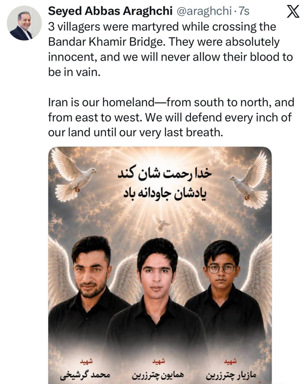 عراقچی: تا آخرین نفس از وجب به وجب سرزمینمان دفاع میکنیم + عکس