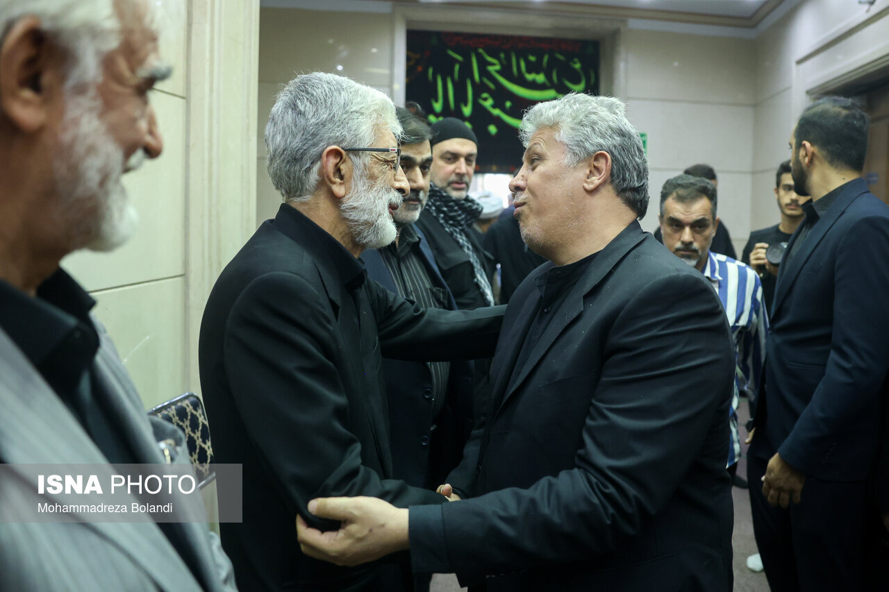 مهدی هاشمی در مراسم بزرگداشت دختر حدادعادل/ فرید حداد عادل و داماد حداد در کنار باقری کنی/ الهام و جنتی هم بودند+ تصاویر