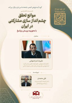 نشست تخصصی «موضوع موانع تحقق چشماندازسازی مشارکتی در ایران» نشست تخصصی «موضوع موانع تحقق چشماندازسازی مشارکتی در ایران»