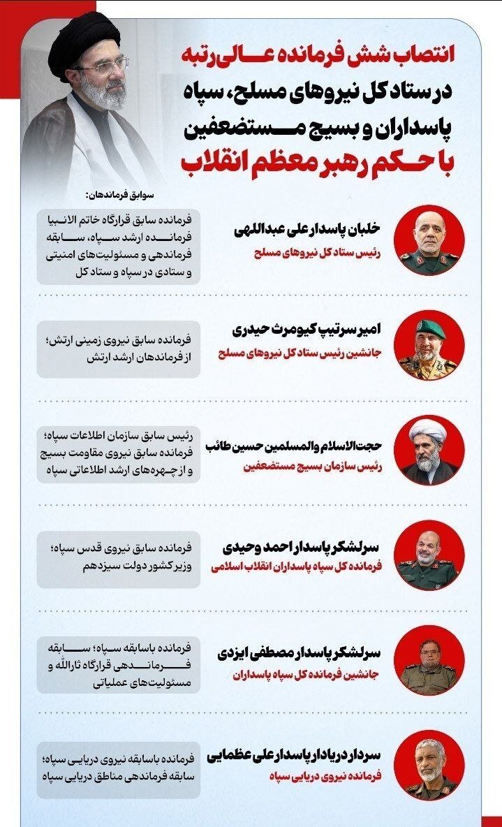 سوابق فرماندهان نظامی که با حکم رهبر انقلاب منصوب شدند + تصویر