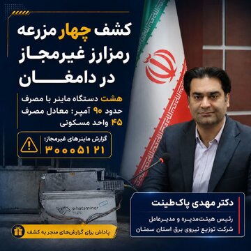 کشف چهار مزرعه رمزارز غیرمجاز در استان سمنان