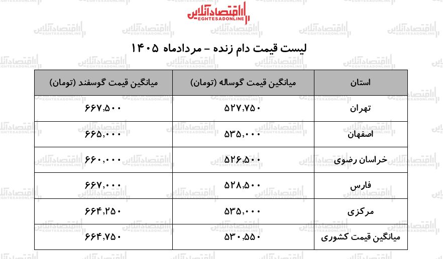لیست قیمت دام زنده امروز ۲۳ مرداد ۱۴۰۵/ گوسفند کیلویی چند شد؟ + جدول