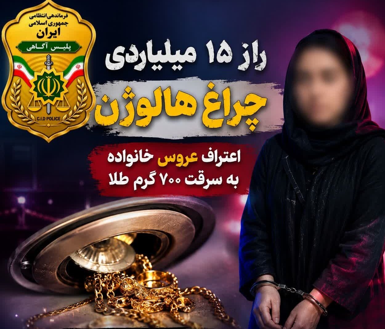 کشف سرقت ۱۵ میلیارد تومانی طلا از داخل چراغ هالوژن در مازندران