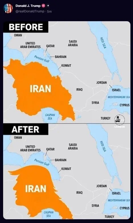 عکس | اقدام شوکه‌کننده ترامپ: دونالد نقشه ایران را برعکس کرد و نوشت: «شبیه من است»!