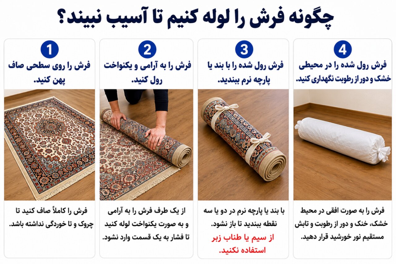 نحوه صحیح لوله کردن فرش