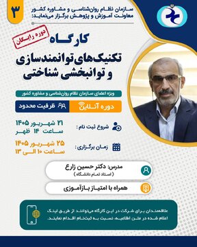 کارگاه آموزشی «تکنیکهای توانمندسازی و توانبخشی شناختی» کارگاه آموزشی «تکنیکهای توانمندسازی و توانبخشی شناختی»