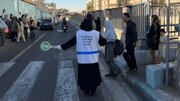 حضور پلیس زن در مقابل مدارس دخترانه