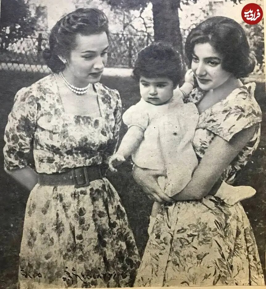فوزیه فواد در کنار دختر و نوه‌اش در سوئیس؛ سال ۱۳۳۸ / عکس