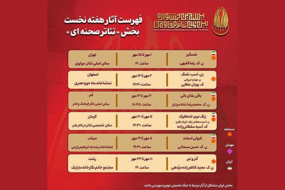 «تئاتر مقاومت» در مهرماه به شش استان میرود