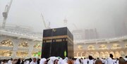 تصاویری از بارش باران در مسجدالحرام + فیلم