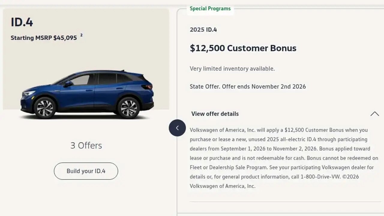 تخفیف ۳ میلیارد تومانی برای فولکسواگن ID.۴