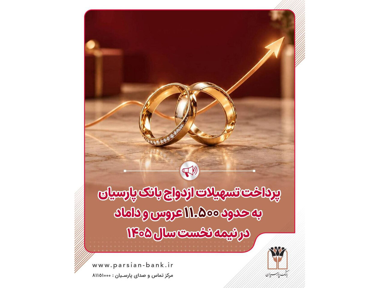 پرداخت تسهیلات ازدواج بانک پارسیان به حدود ۱۱ هزار و ۵۰۰ عروس و داماد در نیمه نخست سال ۱۴۰۵