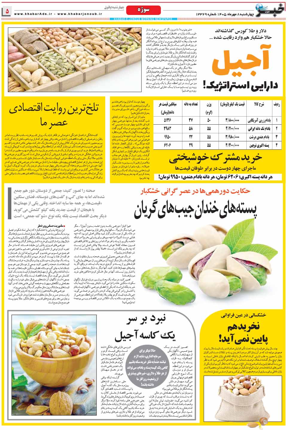 آجیل این دارایی استراتژیک در شیراز؛ دانه‌ای چند؟ / آیا آجیل هم از سبد خانوار حذف می شود؟