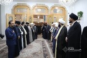 سیدحسن خمینی و علی خمینی در مراسم بزرگداشت آیت الله شبیری زنجانی/ حسینی بوشهری هم بود + تصاویر