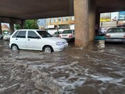 بارش شدید باران و آبگرفتگی معابر در علی‌آبادکتول + فیلم