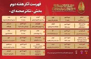 جدول آثار هفته دوم بخش «تئاتر صحنه‌ای» جشنواره بین‌المللی تئاتر مقاومت