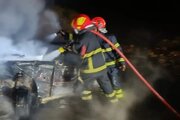 حریق خودروی حامل سوخت قاچاق در جاده بندرعباس ـ میناب مهار شد