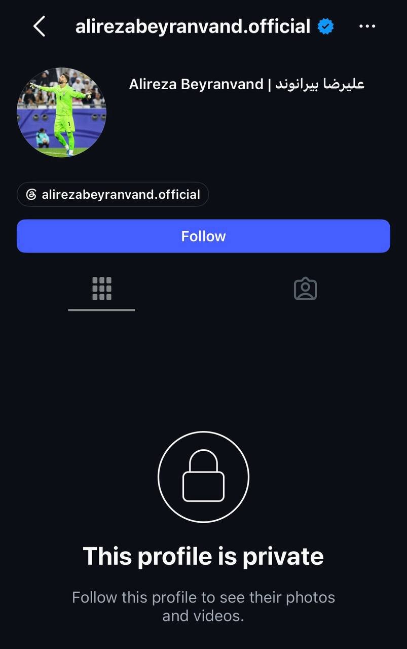 صفحه اینستاگرام بیرانوند بسته شد! + عکس