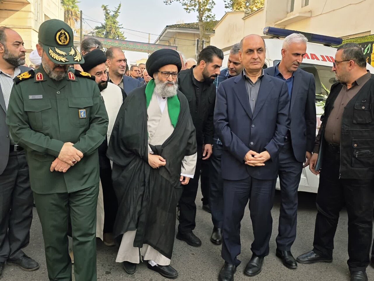 وداع چهره‌های ملی و استانی با آیت‌الله قربانی؛ حضور استاندار گیلان، نوبخت و نجفی در مراسم تشییع