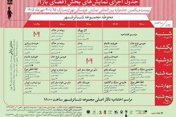 انتشار جدول اجراهای فضایباز جشنواره بینالمللی نمایش عروسکی