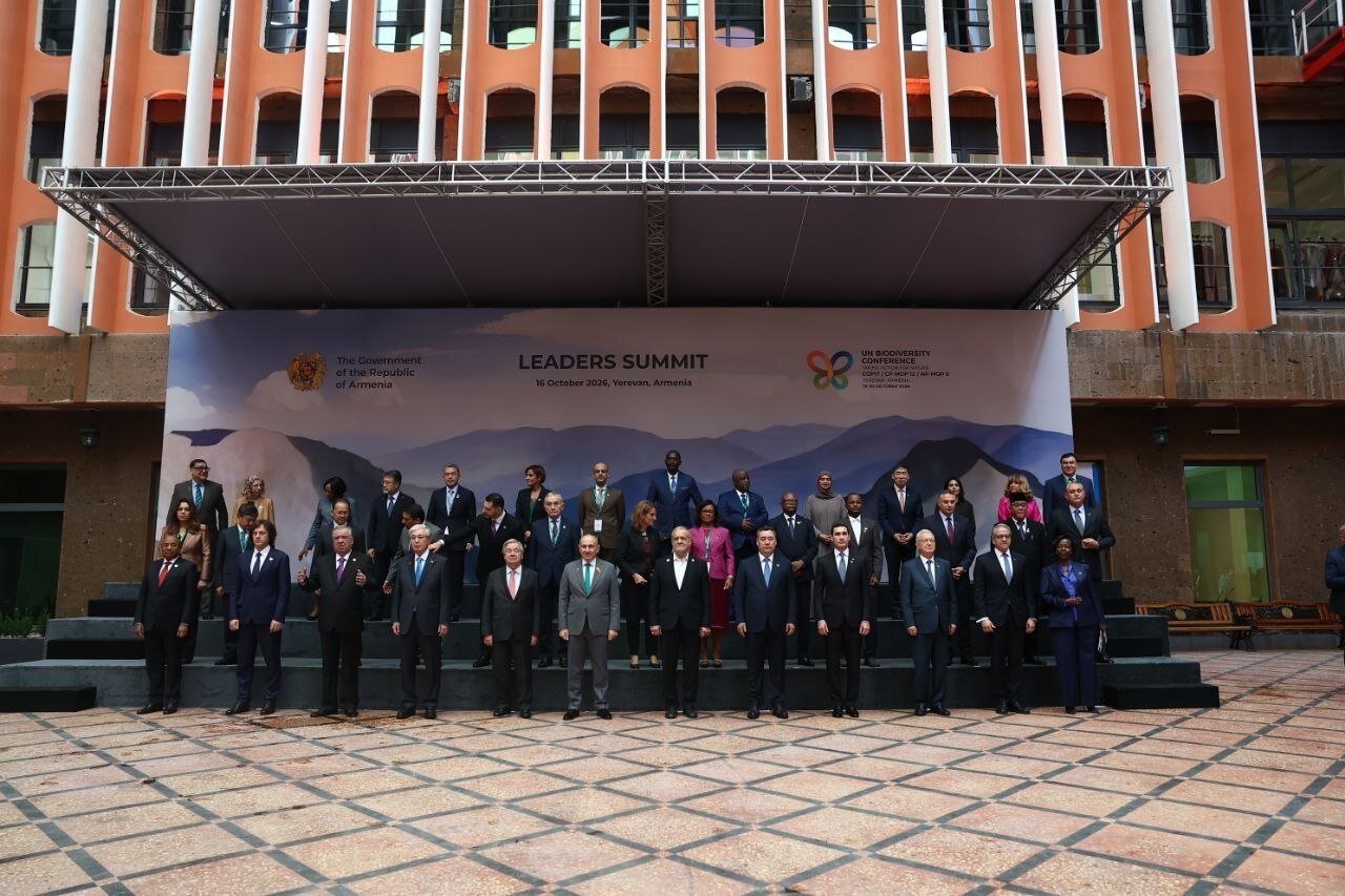 عکس یادگاری پزشکیان در اجلاس سران کنوانسیون تنوع زیستی در ارمنستان