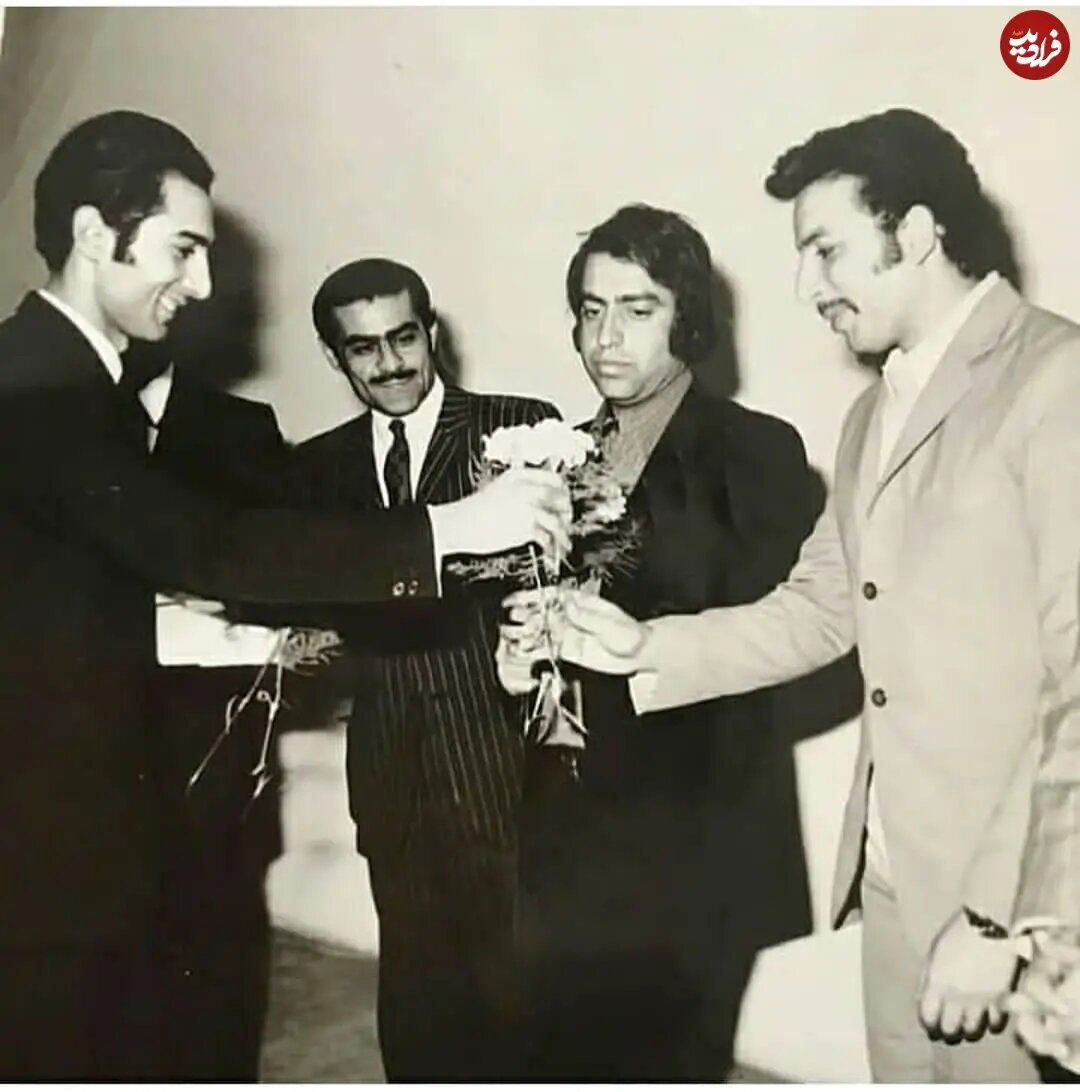 بهمن مفید، مسعود کیمیایی و عباس شباویز در یک مراسم؛ اواخر دهه ۴۰ / عکس