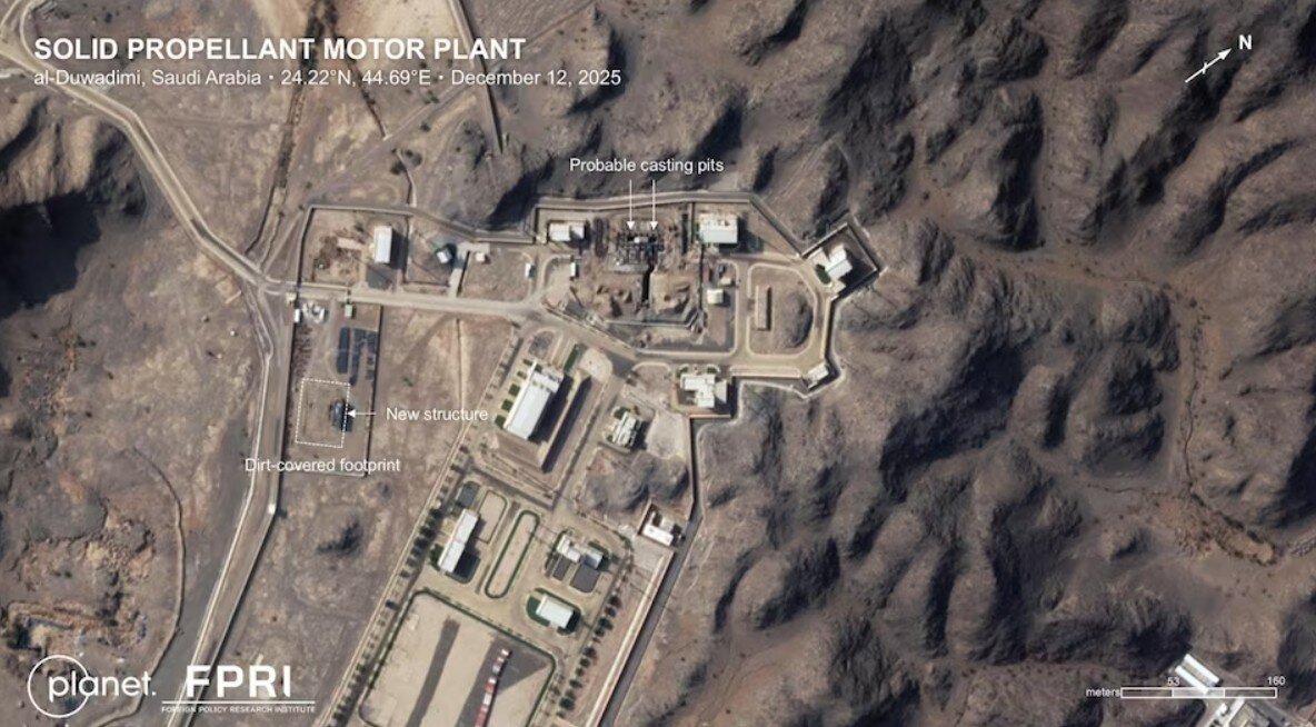 گسترش کارخانه موشکی عربستان برای تولید موشکهای قدرتمندتر؛ ردپای فناوری چین در تأسیسات جدید ریاض/ موشکها با سوخت جامد میتواند تهران را هدف بگیرد گسترش کارخانه موشکی عربستان برای تولید موشکهای قدرتمندتر؛ ردپای فناوری چین در تأسیسات جدید ریاض/ موشکها با سوخت جامد میتواند تهران را هدف بگیرد