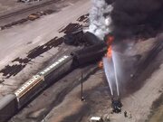 ببینید | خروج قطار از ریل و انفجار عظیم در اوهایو
